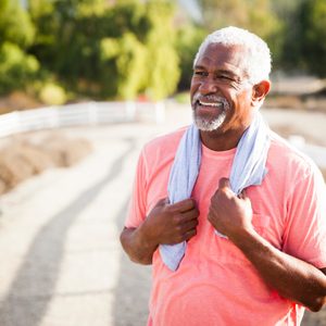 senior man working out outside