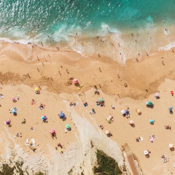 overhead shot of people at the beach